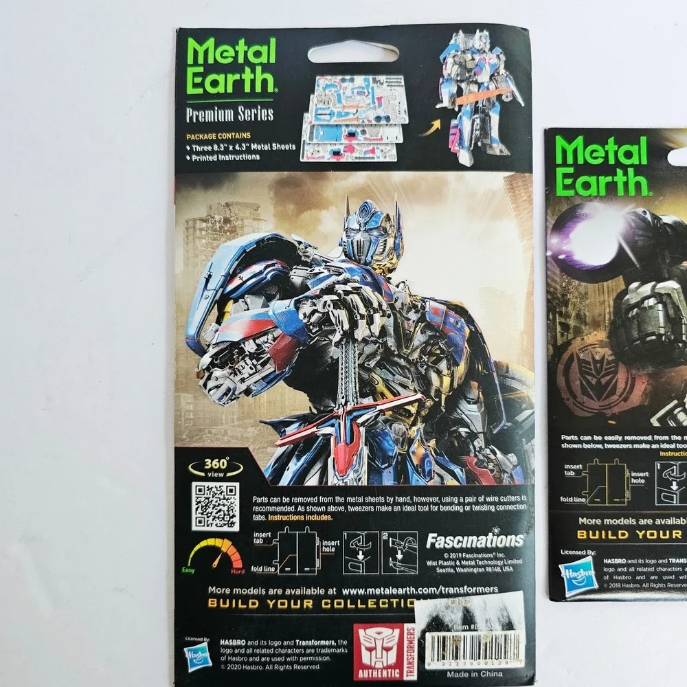 Metal Earth Transformers Optimus Prime Premium & Megatron Steel Model Kit Set
